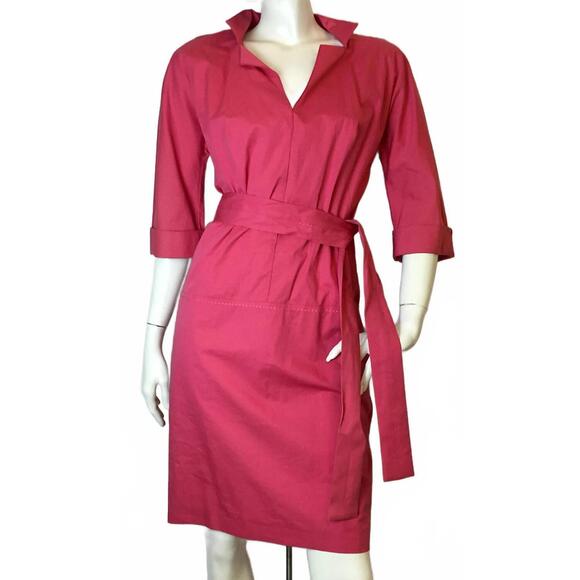 ANGELO TARLAZZI Dresses & Skirts - NEW ANGELO TARLAZZI women's three quarter sleeve belted cotton dress in pink